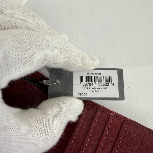 Fossil Preston Flap Clutch Leather Wallet Wine - Picture 8 of 13